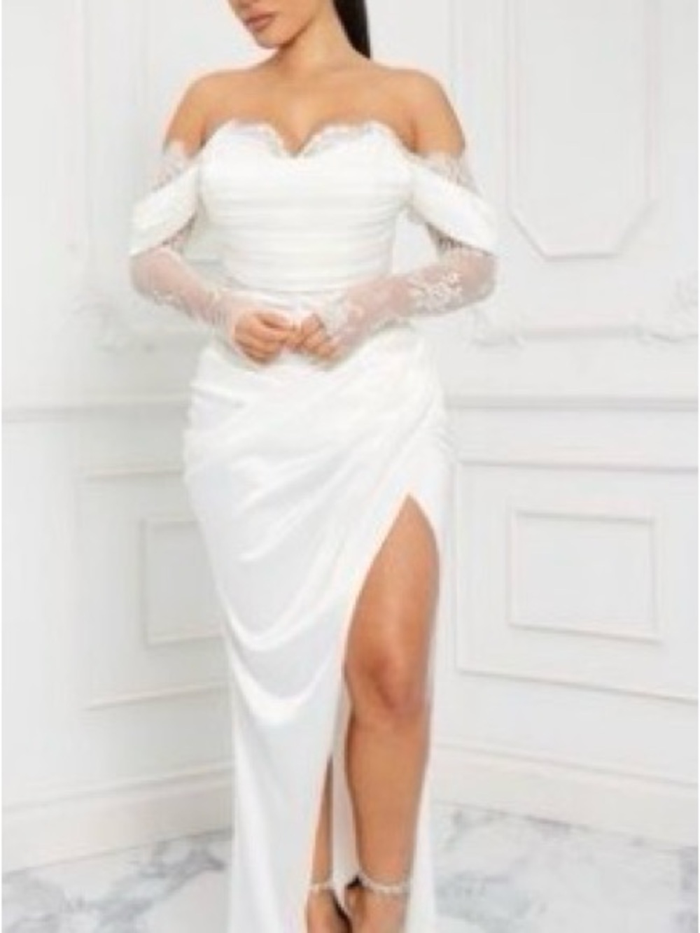 Fashion Nova White Satin Dress